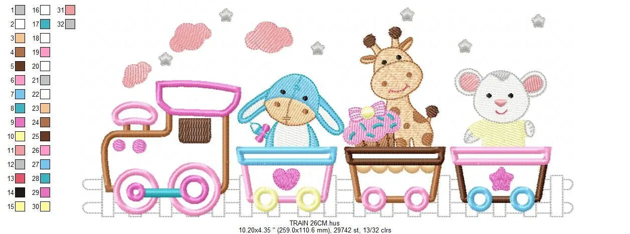 Train embroidery designs - Animals embroidery design machine embroidery pattern - Baby boy embroidery file - Train applique design download Marcia Embroidery