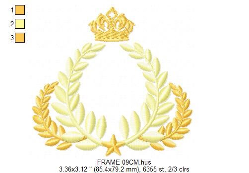 Laurel embroidery designs - Monogram frame embroidery design machine embroidery pattern - Baby boy embroidery file - Laurel wreath Crown