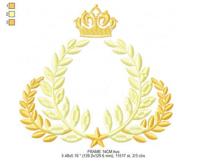 Laurel embroidery designs - Monogram frame embroidery design machine embroidery pattern - Baby boy embroidery file - Laurel wreath Crown