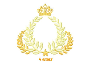 Laurel embroidery designs - Monogram frame embroidery design machine embroidery pattern - Baby boy embroidery file - Laurel wreath Crown