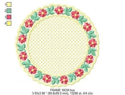 Flowers Frame embroidery designs - Flower embroidery design machine embroidery pattern - Rose embroidery file Marcia Embroidery