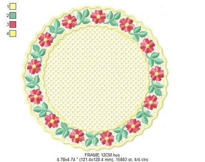 Flowers Frame embroidery designs - Flower embroidery design machine embroidery pattern - Rose embroidery file Marcia Embroidery