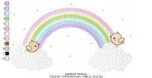 Rainbow embroidery design - Rainbow with clouds embroidery designs machine embroidery pattern - Baby girl embroidery file - digital download