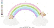 Charger l&#39;image dans la galerie, Rainbow embroidery design - Rainbow with clouds embroidery designs machine embroidery pattern - Baby girl embroidery file - digital download
