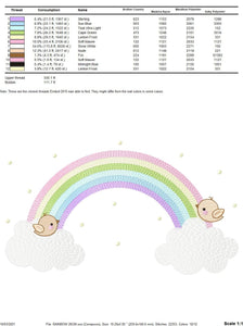 Rainbow embroidery design - Rainbow with clouds embroidery designs machine embroidery pattern - Baby girl embroidery file - digital download