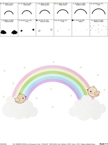 Rainbow embroidery design - Rainbow with clouds embroidery designs machine embroidery pattern - Baby girl embroidery file - digital download