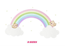 Load image into Gallery viewer, Rainbow embroidery design - Rainbow with clouds embroidery designs machine embroidery pattern - Baby girl embroidery file - digital download
