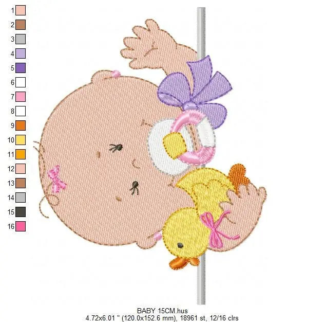 Peek a boo Baby girl with pacifier embroidery designs - Newborn baby machine embroidery pattern file - Instant digital download pes jef dst Marcia Embroidery