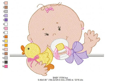 Peek a boo Baby girl with pacifier embroidery designs - Newborn baby machine embroidery pattern file - Instant digital download pes jef dst Marcia Embroidery