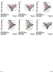 Whale embroidery designs - Baby girl embroidery design machine embroidery pattern - Whale with flowers embroidery file - instant download