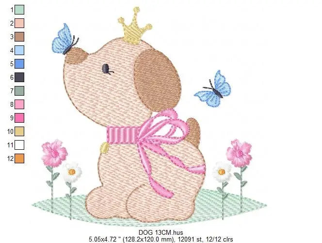 Female Dog embroidery designs - Dogs embroidery design machine embroidery pattern - Puppy embroidery file -  baby girl embroidery download Marcia Embroidery