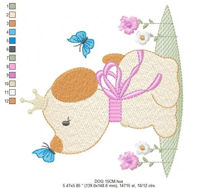 Female Dog embroidery designs - Dogs embroidery design machine embroidery pattern - Puppy embroidery file -  baby girl embroidery download Marcia Embroidery