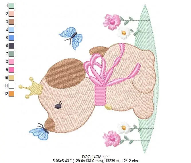 Female Dog embroidery designs - Dogs embroidery design machine embroidery pattern - Puppy embroidery file -  baby girl embroidery download Marcia Embroidery