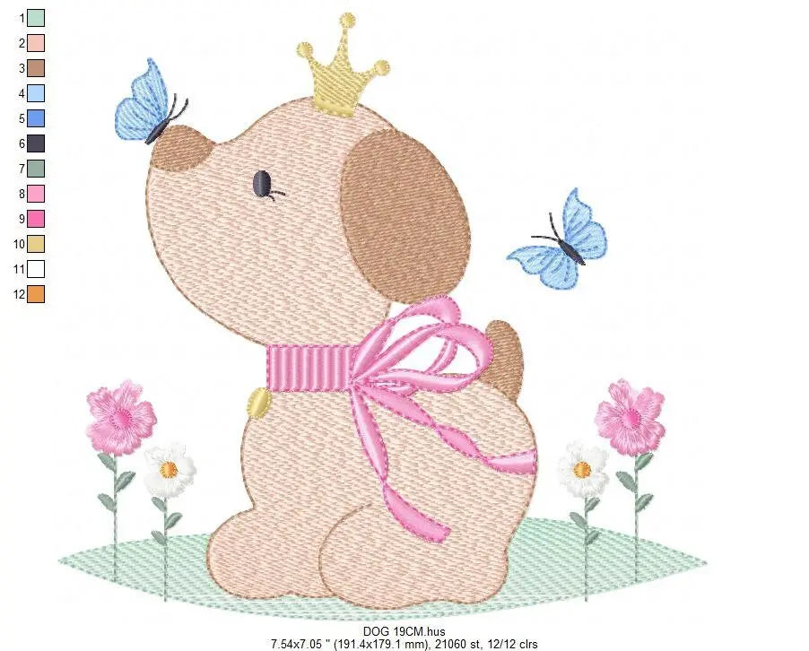 Female Dog embroidery designs - Dogs embroidery design machine embroidery pattern - Puppy embroidery file -  baby girl embroidery download Marcia Embroidery
