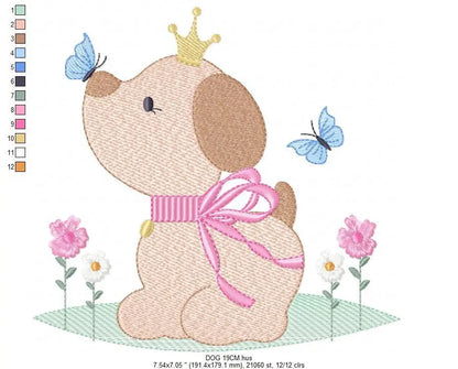 Female Dog embroidery designs - Dogs embroidery design machine embroidery pattern - Puppy embroidery file -  baby girl embroidery download Marcia Embroidery