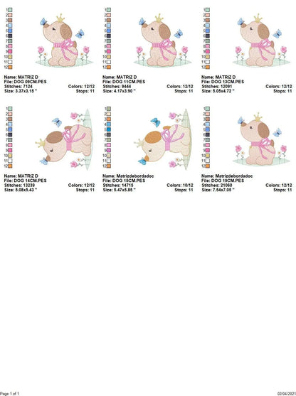 Female Dog embroidery designs - Dogs embroidery design machine embroidery pattern - Puppy embroidery file -  baby girl embroidery download Marcia Embroidery