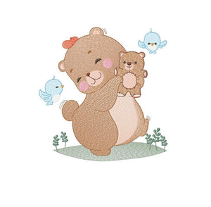 Bear embroidery designs - Mama bear embroidery design machine embroidery pattern - Baby Girl embroidery file - instant digital download