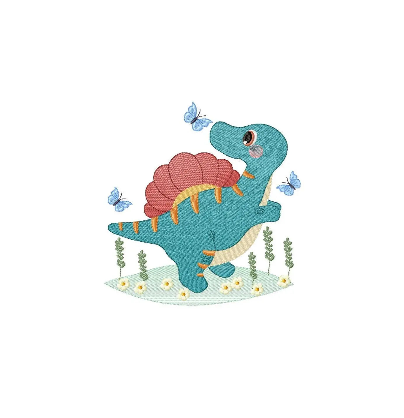 Dinosaur with butterflies embroidery designs - Spinosaurus Dino machine embroidery pattern - Baby boy file - Instant download pes jef dst Marcia Embroidery