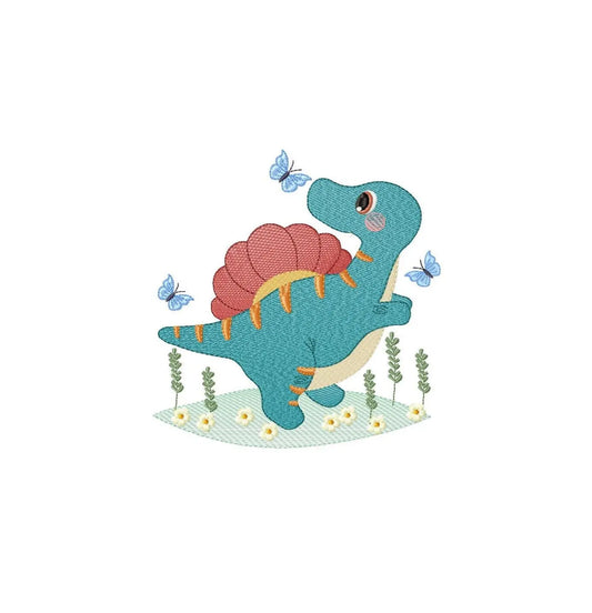 Dinosaur with butterflies embroidery designs - Spinosaurus Dino machine embroidery pattern - Baby boy file - Instant download pes jef dst Marcia Embroidery