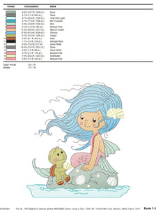 Mermaid embroidery designs - Princess embroidery design machine embroidery pattern - Baby girl design embroidery file instant download pes