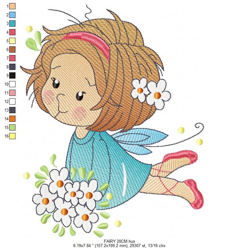 Fairy embroidery designs - Baby girl embroidery design machine embroidery pattern - Pixie embroidery file - Fairy design Instant Download - Marcia Embroidery
