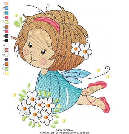 Fairy embroidery designs - Baby girl embroidery design machine embroidery pattern - Pixie embroidery file - Fairy design Instant Download - Marcia Embroidery
