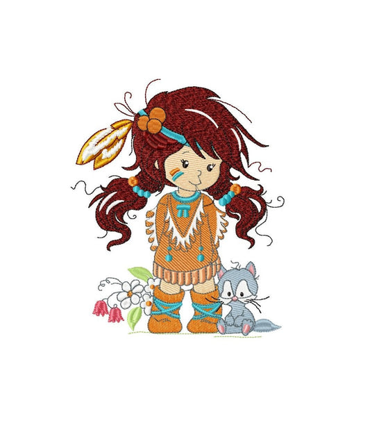 Indian Girl embroidery designs -  Fairy embroidery design machine embroidery pattern - baby girl embroidery file - instant download pes jef