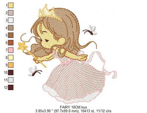 Fairy embroidery designs - Baby girl embroidery design machine embroidery pattern - Pixie embroidery file - Fairy design Instant Download