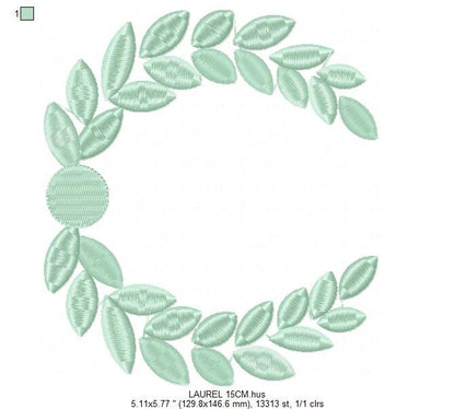 Laurel embroidery designs - Monogram frame embroidery design machine embroidery pattern - Tea towel embroidery laurel wreath design pes jef