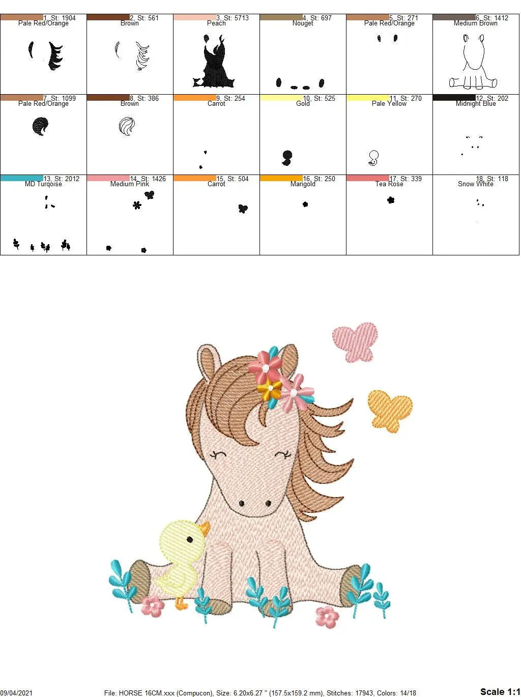 Horse embroidery design - Baby Girl embroidery designs machine embroidery pattern - Duck embroidery file Bird embroidery - instant download Marcia Embroidery