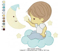 Carica l&#39;immagine nel visualizzatore di Gallery, Baby boy embroidery designs - Cloud embroidery design machine embroidery pattern - Angel with clouds embroidery file - instant download
