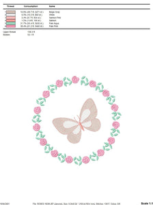 Frame embroidery designs - Flower embroidery design machine embroidery pattern - Rose embroidery file girl embroidery - roses frame design