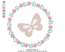 Charger l&#39;image dans la galerie, Frame embroidery designs - Flower embroidery design machine embroidery pattern - Rose embroidery file girl embroidery - roses frame design
