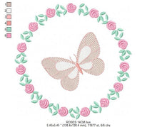 Carica l&#39;immagine nel visualizzatore di Gallery, Frame embroidery designs - Flower embroidery design machine embroidery pattern - Rose embroidery file girl embroidery - roses frame design
