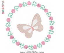 Load image into Gallery viewer, Frame embroidery designs - Flower embroidery design machine embroidery pattern - Rose embroidery file girl embroidery - roses frame design
