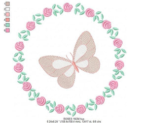 Frame embroidery designs - Flower embroidery design machine embroidery pattern - Rose embroidery file girl embroidery - roses frame design