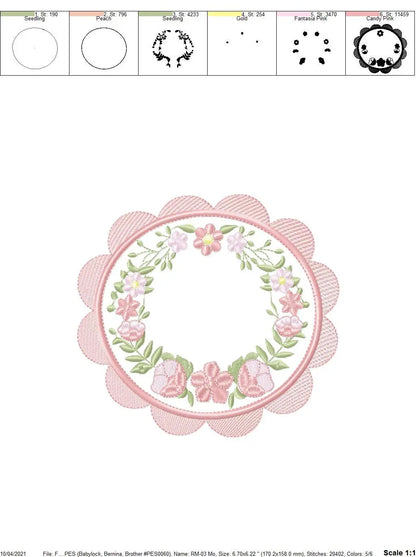 Frame embroidery designs - Flowers embroidery design machine embroidery pattern - baby girl embroidery file - Flower Wreath design download Marcia Embroidery