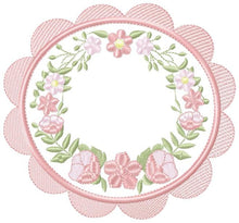 Cargar imagen en el visor de la galería, Frame embroidery designs - Flowers embroidery design machine embroidery pattern - baby girl embroidery file - Flower Wreath design download
