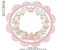 Laden Sie das Bild in den Galerie-Viewer, Frame embroidery designs - Flowers embroidery design machine embroidery pattern - baby girl embroidery file - Flower Wreath design download
