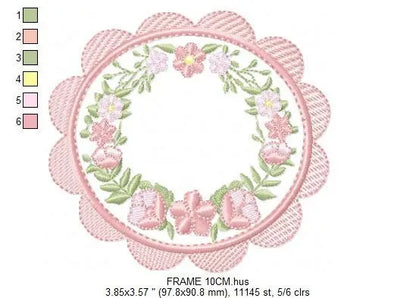 Frame embroidery designs - Flowers embroidery design machine embroidery pattern - baby girl embroidery file - Flower Wreath design download Marcia Embroidery