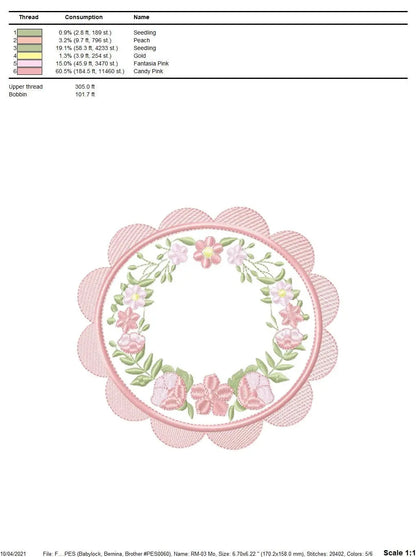 Frame embroidery designs - Flowers embroidery design machine embroidery pattern - baby girl embroidery file - Flower Wreath design download Marcia Embroidery