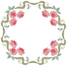 Charger l&#39;image dans la galerie, Monogram Frame embroidery designs - Flower embroidery design machine embroidery pattern - Rose wreath embroidery file - baby girl embroidery
