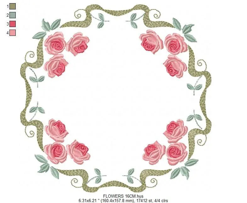 Monogram Frame embroidery designs - Flower embroidery design machine embroidery pattern - Rose wreath embroidery file - baby girl embroidery Marcia Embroidery