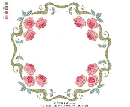 Monogram Frame embroidery designs - Flower embroidery design machine embroidery pattern - Rose wreath embroidery file - baby girl embroidery Marcia Embroidery