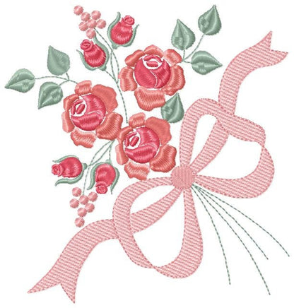 Flowers embroidery designs - Kitchen Towel embroidery design machine embroidery pattern - Roses embroidery file -  Roses Bouquet embroidery