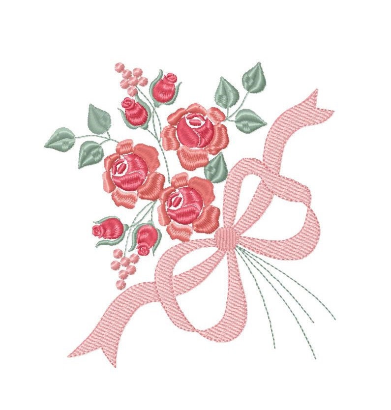 Flowers embroidery designs - Kitchen Towel embroidery design machine embroidery pattern - Roses embroidery file -  Roses Bouquet embroidery