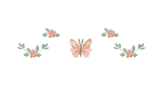 Flower embroidery designs - Butterfly embroidery design machine embroidery pattern - Tea towel embroidery file - Kitchen apron download pes
