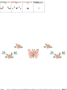 Flower embroidery designs - Butterfly embroidery design machine embroidery pattern - Tea towel embroidery file - Kitchen apron download pes