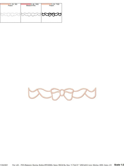 Lace embroidery designs - Bow Tie machine embroidery pattern - Baby girl embroidery file - Lace applique design ornament - Instant download Marcia Embroidery
