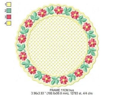 Flowers Frame embroidery designs - Flower embroidery design machine embroidery pattern - Rose embroidery file Marcia Embroidery